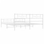 Metal bed frame with headboard and white footboard 200x200 cm by , Beds and slatted bases - Ref: Foro24-355341, Price: 125,44...