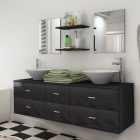 Conjunto de muebles de baño y lavabo 7 piezas negro de vidaXL, Muebles de baño - Ref: Foro24-272231, Precio: 387,79 €, Descue...