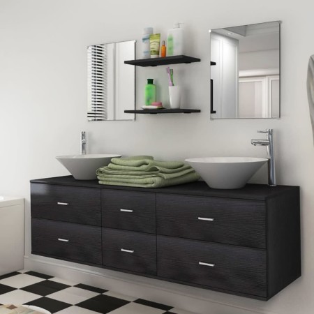 Conjunto de muebles de baño y lavabo 7 piezas negro de vidaXL, Muebles de baño - Ref: Foro24-272231, Precio: 371,91 €, Descue...