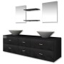 Set of 7 black bathroom furniture and sink pieces by vidaXL, Bathroom furniture - Ref: Foro24-272231, Price: 371,91 €, Discou...