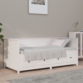 Solid white pine wood sofa bed 100x200 cm by , Beds and slatted bases - Ref: Foro24-820897, Price: 361,00 €, Discount: %