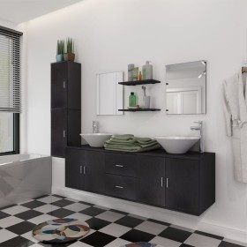 Conjunto de muebles de baño y lavabo 9 piezas negro de vidaXL, Muebles de baño - Ref: Foro24-272229, Precio: 400,96 €, Descue...