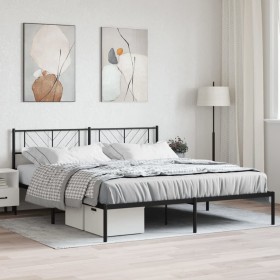 Bed frame with black metal headboard 200x200 cm by , Beds and slatted bases - Ref: Foro24-372186, Price: 113,27 €, Discount: %