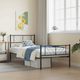 Estructura de cama con cabecero y estribo metal negro 90x200 cm de , Camas y somieres - Ref: Foro24-372190, Precio: 69,99 €, ...