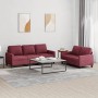 Two-piece sofa set with red wine fabric cushions by , Sofas - Ref: Foro24-3201466, Price: 520,65 €, Discount: %