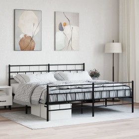 Black metal headboard and footboard bed frame 200x200 cm by , Beds and slatted bases - Ref: Foro24-355684, Price: 133,68 €, D...