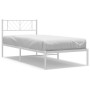 Metal bed frame with white headboard 90x200 cm by , Beds and slatted bases - Ref: Foro24-372221, Price: 66,48 €, Discount: %