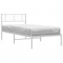 Metal bed frame with white headboard 90x200 cm by , Beds and slatted bases - Ref: Foro24-372221, Price: 66,48 €, Discount: %