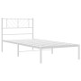 Metal bed frame with white headboard 90x200 cm by , Beds and slatted bases - Ref: Foro24-372221, Price: 66,48 €, Discount: %