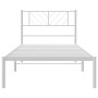 Metal bed frame with white headboard 90x200 cm by , Beds and slatted bases - Ref: Foro24-372221, Price: 66,48 €, Discount: %