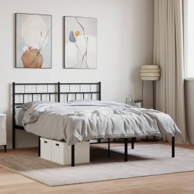 Estructura de cama con cabecero metal negro 140x190 cm de , Camas y somieres - Ref: Foro24-355659, Precio: 92,31 €, Descuento: %