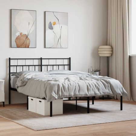 Estructura de cama con cabecero metal negro 140x190 cm de , Camas y somieres - Ref: Foro24-355659, Precio: 90,12 €, Descuento: %