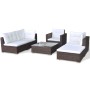 Set muebles de jardín y cojines 6 piezas ratán sintético marrón de vidaXL, Conjuntos de jardín - Ref: Foro24-42101, Precio: 6...