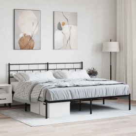 Estructura de cama con cabecero metal negro 193x203 cm de , Camas y somieres - Ref: Foro24-355665, Precio: 103,99 €, Descuent...