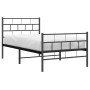 Bed frame with headboard and black metal footboard 75x190 cm by , Beds and slatted bases - Ref: Foro24-355667, Price: 65,86 €...