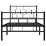 Bed frame with headboard and black metal footboard 75x190 cm by , Beds and slatted bases - Ref: Foro24-355667, Price: 65,86 €...