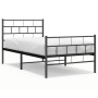 Bed frame with headboard and black metal footboard 107x203cm by , Beds and slatted bases - Ref: Foro24-355673, Price: 73,06 €...