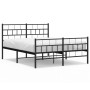 Black metal headboard and footboard bed frame 140x200 cm by , Beds and slatted bases - Ref: Foro24-355678, Price: 103,68 €, D...