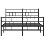 Black metal headboard and footboard bed frame 140x200 cm by , Beds and slatted bases - Ref: Foro24-355678, Price: 103,68 €, D...