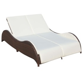 Double sun lounger with brown synthetic rattan cushion by vidaXL, Loungers - Ref: Foro24-41976, Price: 357,41 €, Discount: %