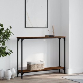 Engineered wood brown oak console table 100x22.5x75 cm by , Side tables - Ref: Foro24-834019, Price: 41,65 €, Discount: %