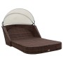 Tumbona con dosel ratán sintético marrón de vidaXL, Camas para exteriores - Ref: Foro24-41982, Precio: 493,29 €, Descuento: %