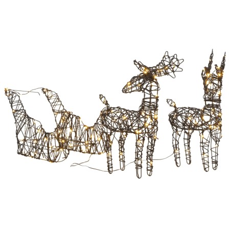 Christmas reindeer and sleigh with 160 warm white LED rattan by , Christmas lights - Ref: Foro24-372167, Price: 60,45 €, Disc...