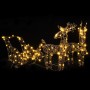 Christmas reindeer and sleigh with 160 warm white LED rattan by , Christmas lights - Ref: Foro24-372167, Price: 60,45 €, Disc...