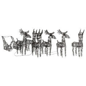 Christmas reindeer and sleigh made of rattan with 320 warm white LEDs by , Christmas lights - Ref: Foro24-3200677, Price: 138...