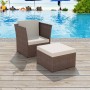 Garden chair with brown poly rattan stool by vidaXL, Garden chairs - Ref: Foro24-41980, Price: 184,04 €, Discount: %