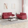 2-piece red dyed faux leather sofa set with cushions by , Sofas - Ref: Foro24-3201411, Price: 486,67 €, Discount: %