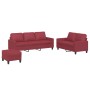 3-piece red dyed faux leather sofa set with cushions by , Sofas - Ref: Foro24-3201426, Price: 591,17 €, Discount: %