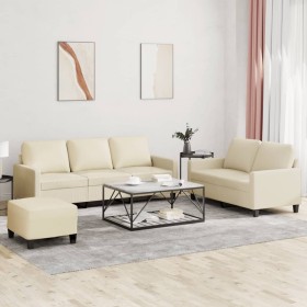 3-piece faux leather cream sofa set with cushions by , Sofas - Ref: Foro24-3201424, Price: 543,99 €, Discount: %