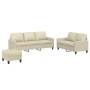 3-piece faux leather cream sofa set with cushions by , Sofas - Ref: Foro24-3201424, Price: 543,99 €, Discount: %