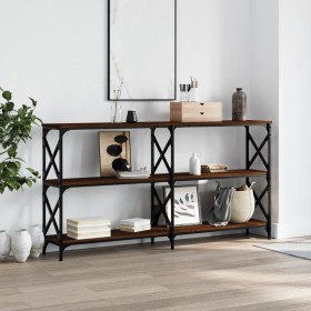 Engineered wood brown oak console table 156x28x80.5 cm by , Side tables - Ref: Foro24-835428, Price: 62,99 €, Discount: %