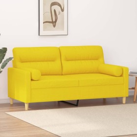 Sofá de 2 plazas con cojines tela amarillo claro 140 cm de , Sofás - Ref: Foro24-3200826, Precio: 257,06 €, Descuento: %