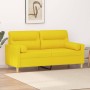 2-seater sofa with light yellow fabric cushions 140 cm by , Sofas - Ref: Foro24-3200826, Price: 257,06 €, Discount: %