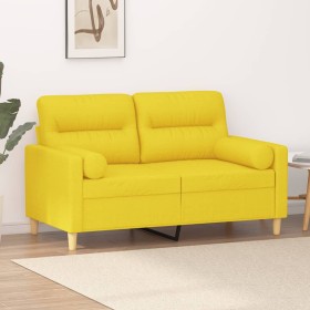 Sofá de 2 plazas con cojines tela amarillo claro 120 cm de , Sofás - Ref: Foro24-3200818, Precio: 245,99 €, Descuento: %