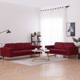 2-piece sofa set in red wine-colored fabric by , Sofas - Ref: Foro24-276865, Price: 868,33 €, Discount: %