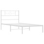 Metal bed frame with white headboard 100x200 cm by , Beds and slatted bases - Ref: Foro24-355311, Price: 64,99 €, Discount: %