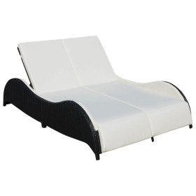 Double sun lounger with black synthetic rattan cushion by vidaXL, Loungers - Ref: Foro24-41977, Price: 307,13 €, Discount: %