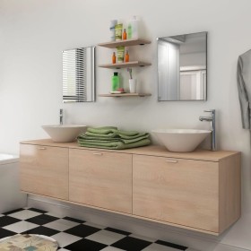 Conjunto de muebles de baño y lavabo 8 piezas beige de vidaXL, Muebles de baño - Ref: Foro24-272234, Precio: 330,74 €, Descue...