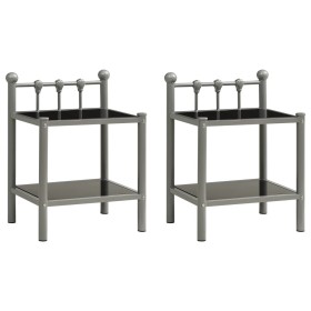 Nightstands 2 units metal and gray and black glass by vidaXL, Nightstands - Ref: Foro24-325077, Price: 57,92 €, Discount: %