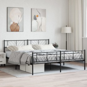 Estructura de cama cabecero y estribo metal negro 200x200 cm de , Camas y somieres - Ref: Foro24-372204, Precio: 124,99 €, De...