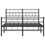 Black metal headboard and footboard bed frame 140x190 cm by , Beds and slatted bases - Ref: Foro24-355677, Price: 101,77 €, D...