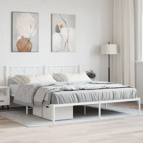 Metal bed frame with white headboard 183x213 cm by , Beds and slatted bases - Ref: Foro24-372233, Price: 102,99 €, Discount: %