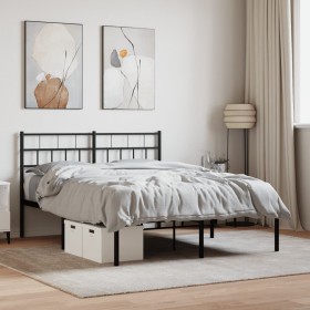 Bed frame with black metal headboard 120x190 cm by , Beds and slatted bases - Ref: Foro24-355656, Price: 87,83 €, Discount: %