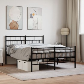 Estructura de cama cabecero y estribo metal negro 120x200 cm de , Camas y somieres - Ref: Foro24-355675, Precio: 99,99 €, Des...