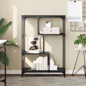 Estantería madera de ingeniería y acero negro 81x36x115 cm de , Librerías y estanterías - Ref: Foro24-835404, Precio: 44,99 €...