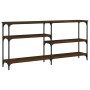 Mesa consola madera de ingeniería marrón roble 160x29x75 cm de , Mesas auxiliares - Ref: Foro24-834089, Precio: 74,46 €, Desc...